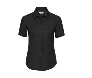 Russell Collection JZ33F - Short Sleeve Easy Care Oxford Bluse Schwarz
