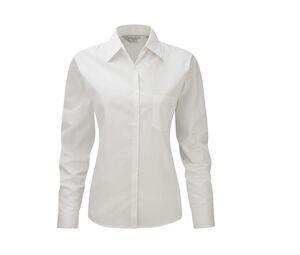 Russell Collection JZ36F - Pflegeleichte Damen Langarm Bluse aus Baumwolle Weiß