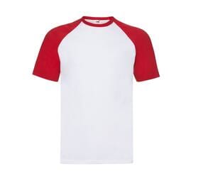 Fruit of the Loom SC237 - Baseball T-Shirt Weiß / Rot