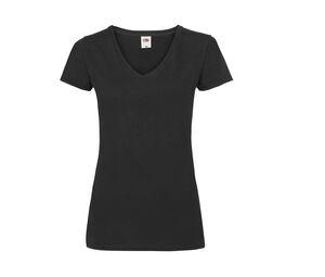 Fruit of the Loom SC601 - Lady Fit V Neck T-Shirt (61-398-0) Schwarz