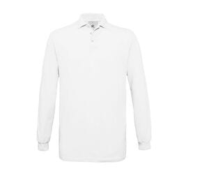 B&C BC425 - Langarm-Poloshirt aus 100% Baumwolle Weiß