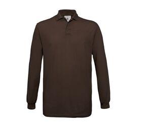 B&C BC425 - Langarm-Poloshirt aus 100% Baumwolle Brown