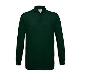 B&C BC425 - Langarm-Poloshirt aus 100% Baumwolle Bottle Green