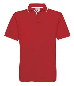 B&C BC430 - Baumwollpoloshirt mit kontrastierenden Kragen und Ärmeln Red/White