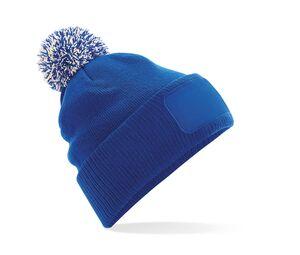 Beechfield BF443 - SNOWSTAR® PATCH BEANIE Bright Royal/ Off White