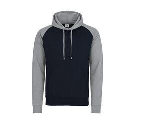 AWDIS JUST HOODS JH009 - BASEBALL HOODIE Oxford Navy / Heather Grey