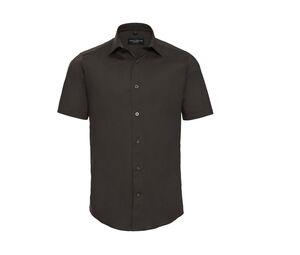 Russell Collection JZ947 - Herren Kurzarm Fitted Hemd Chocolate