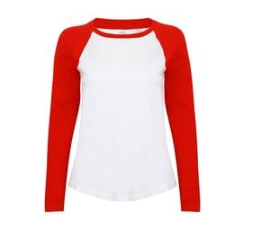 SF Women SK271 - Tee-shirt baseball manches longues femme Weiß / Rot