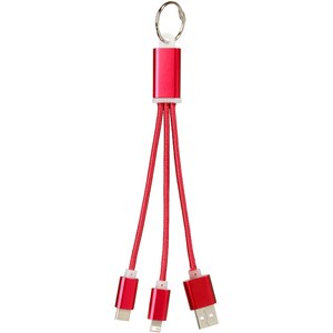 PF Concept 134961 - Metal 3-in-1 Ladekabel mit Schlüsselanhänger Red
