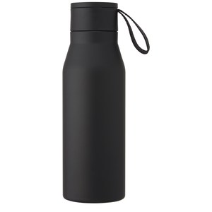 PF Concept 100668 - Ljungan 500 ml Kupfer-Vakuum Isolierflasche mit PU Kunststoffband und Deckel Solid Black