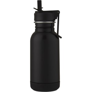 PF Concept 100674 - Lina 400 ml Sportflasche aus Edelstahl mit Strohhalm und Schlaufe Solid Black