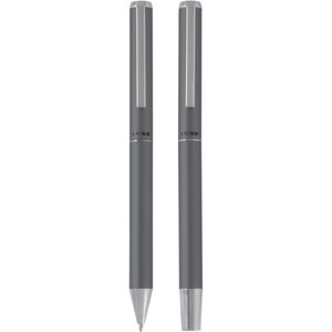 Luxe 107838 - Lucetto Geschenkset mit Kugelschreiber und Tintenroller aus recyceltem Aluminium Grey