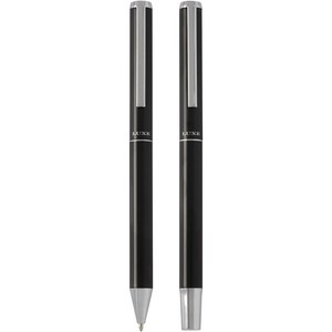 Luxe 107838 - Lucetto Geschenkset mit Kugelschreiber und Tintenroller aus recyceltem Aluminium Solid Black