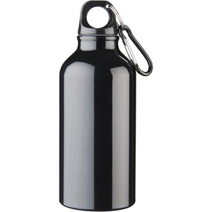 PF Concept 100738 - Oregon 400 ml RCS-zertifizierte Trinkflasche aus recyceltem Aluminium mit Karabinerhaken Solid Black