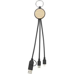 PF Concept 124325 - Tecta  6-in-1 Ladekabel mit Schlüsselring aus recyceltem Kunststoff und Bambus Solid Black