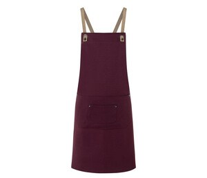 KARLOWSKY KYLS39 - Bib apron with cross straps and pocket Aubergine